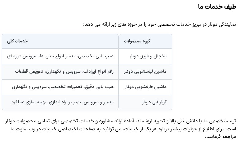 طیف خدمات دونار طیف خدمات دونار